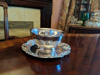 Vintage Towle Silver Plate Gravy Sauce Bowl With Attached Underplate 4084