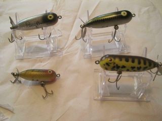 4 Vintage Heddon Baby & Tiny Torpedo Fishing Lures All Different