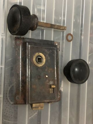 Reclaimed Vintage Rim Lock With Door Knobs
