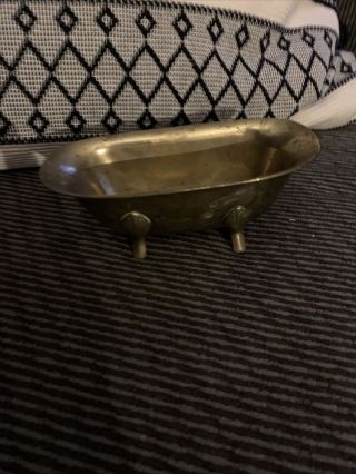 Vintage Brass Tub Footed Bathtub Soap Dish Sponge Holder