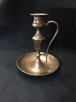 Antique Solid Brass Chamber Stick Style Candlestick Holder 6 "