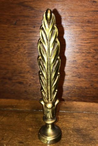 Antique Vintage Ornate Large Brass Lamp Finial 5 " Acanthus Leaf Gold