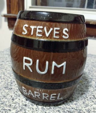 Rare Vintage Steve Crane Rum Barrel Tiki Mug Hf Pottery Hawaiian Luau Kon - Tiki