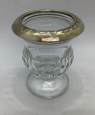 Vintage Sterling Silver Rim Glass Cigarette Toothpick Holder Shaped Urn Gadroon