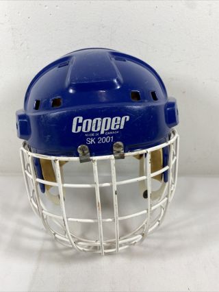 Vintage Vtg Blue Cooper Sk2001 Hockey Helmet Rare Medium