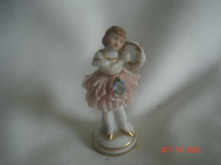 Vtg.  Muller - Volkstedt Mini / Small Lace Porcelain Ballerina Figurine Crown Mark
