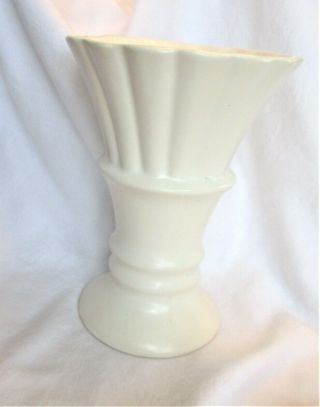 Vintage White/ivory Matte Pottery Vase Mid - Century Modernist Mcm 7 1/2 "