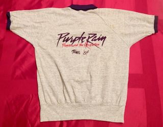 Prince - Vintage 1984 " Purple Rain " Tour Large Crew Shirt - Very Good - Rare
