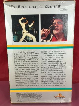 Elvis Presley - On Tour (VHS,  1972) Biography Live MGM Big Box Rare 2