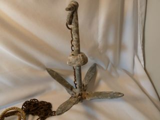 Vintage Boat Foldable Anchor With Chain