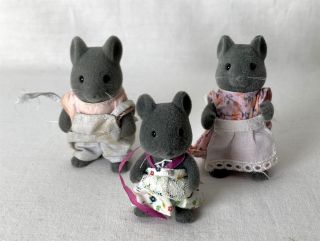 3 X Sylvanian Families Calico Critters Figures Thistlethorn Mice C1985