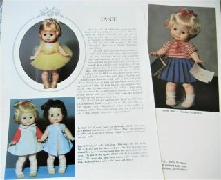 6p History Article /id - Vtg 1960s Madame Alexander Janie Toddler Dolls /clothes