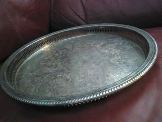 Vintage Kent Silversmith Silverplate Round Cocktail Serving Tray 14 ½”