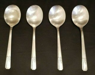 4 Vintage Soup Spoons Grenoble Prestige Silver Plate Flatware Silverware 1938?
