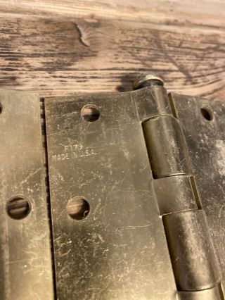 Stanley 3 1/2” X 3 1/2” Made In USA Brass Door Hinges Square F179 Set Of 8 3