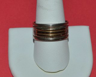 Rare Mm Rogers Julius Yazzie Sterling Silver And 14 K Gold Band Ring Size 10