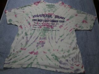 Vintage Grateful Dead 1995 West Coast Summer Tour Crew Shirt 5/19 - 6/4 Xl Rare
