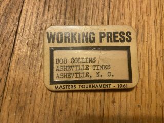 Rare 1961 Masters Press Badge Ticket Augusta National
