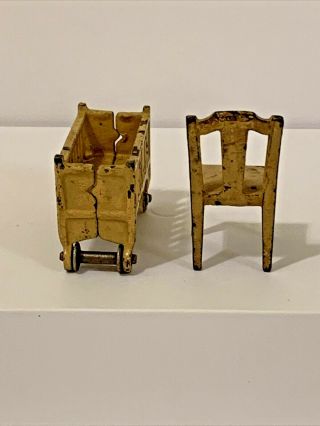 Vintage Dollhouse Furniture Die Cast Metal Kilgore Crib & Arcade Chair. 3