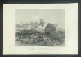 Steel Engraving " Battle Of Long Island " Alonzo Chappel American Revolution 1866