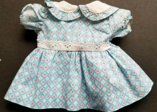 Vintage Sweet Blue Print Cotton Factory Doll Dress Fits 16 " Compo Dolls