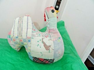 Handmade Shabby Chic Chicken Pillow Made From A Vintage Quilt