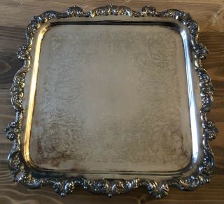 Vintage E.  P.  C.  A.  Ornate Footed Silverplate 14 " Tray By Poole No.  813