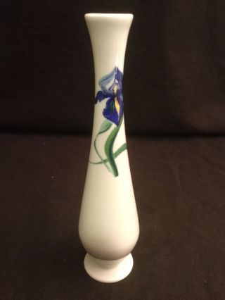 Rare Ceralene A Raynaud Limoges Iris 8 1/4 " Bud Flower Vase Blue Green White