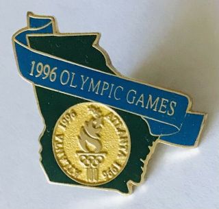 Atlanta 1996 Olympic Games Pin Badge Georgia State Rare Vintage (g1)