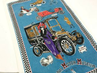 National Motor Museum Tea Towel,  Antique Car Graphics,  Home Bar Decor