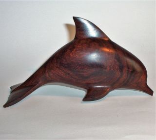 Old Dolphin Hand Carved Ironwood Art Sculpture Statue Figurine Vintage Antique