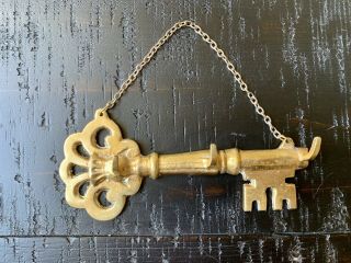 Vintage Brass Key Shaped Key Holder