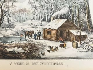 Currier And Ives Vintage Print - A Home In The Wilderness - Reprint
