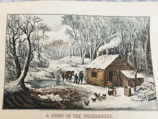 Currier And Ives Vintage Print - A Home In The Wilderness - Reprint 2