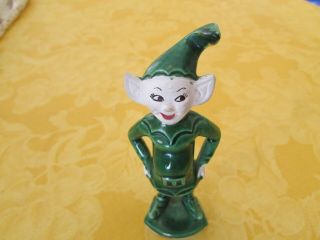 Vintage Standing Elf Green Pixie Fairy Ceramic Approx 5 " Tall