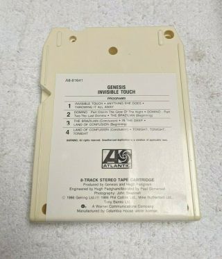 Rare Genesis Invisible Touch 8 Track Cartridge 1986 3