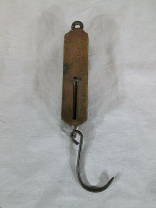 Vintage Antique Brass Ps & W Co Hanging Spring Scale - Fish Small Game 25 Lb