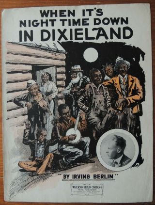 Antique Sheet Music When Its Night Time Down In Dixie Land Black Americana Dixie