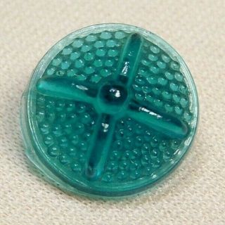 Antique Vtg Button Clear Aqua Green Depression Glass Charmstring J7