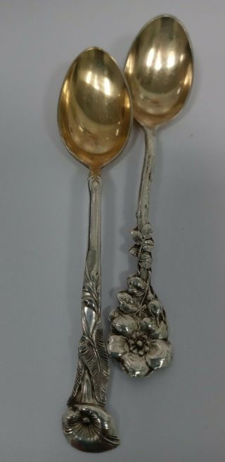 Set Of 2 Vintage Sterling Silver Reed & Barton Demitaisse Spoons Rose Calla Lily