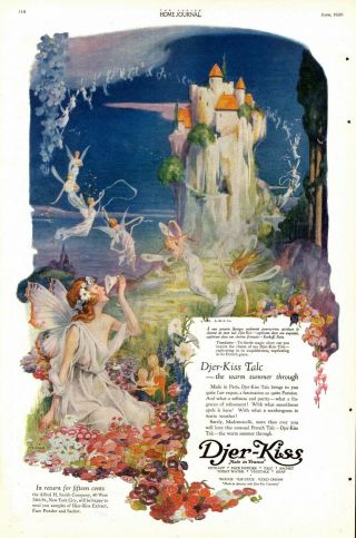 Djer Kiss - Talc - Fairies - By C.  F.  Neagle - Arty - 1920 Antique Ad