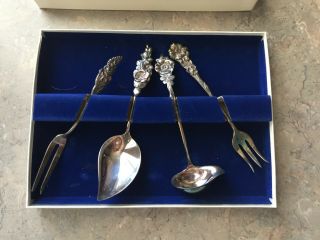 Vintage Reed & Barton Silver Plate Thistle Flower Cocktail Set 11a