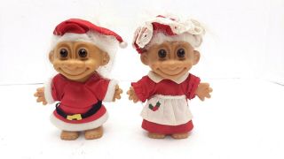 Santa And Mrs Claus Vintage Russ Troll Doll 5 " Tall Christmas 1990s 90s 2 Trolls