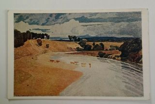 River and Cattle UK Antique Postcard Early 1900s Rare John Sell Cotman 3