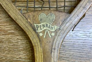 Vintage Antique PENNANT Wooden Tennis Racket 3