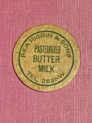 Vintage Early Riggins Dairy Butter Milk Bottle Cap Muncie,  Indiana Rare Find