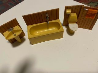 Vintage Dollhouse Bathroom Set 4 Piece