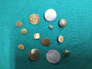 Large Group Of 19th C.  Flat Or Coin Buttons Pre Civil War Tombac,  Backmarked