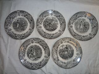 5 Vintage / Antique Napoleon Theme Digoin & Sarreguemines 7 5/8 " Plates (france)