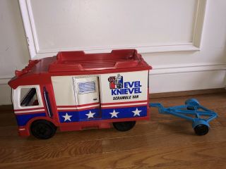 Rare Htf Evel Knievel Scramble Van 1973 With Stunt Cycle Trailer By Ideal